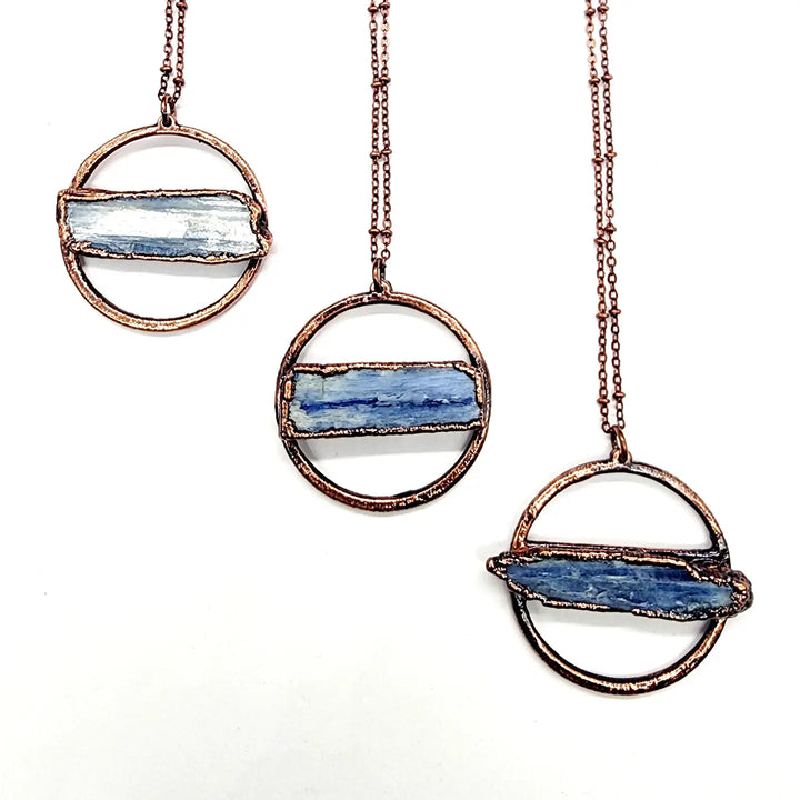 Blue Kyanite Halo Necklace