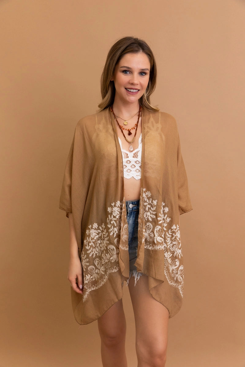 Floral Embroidered Kimono