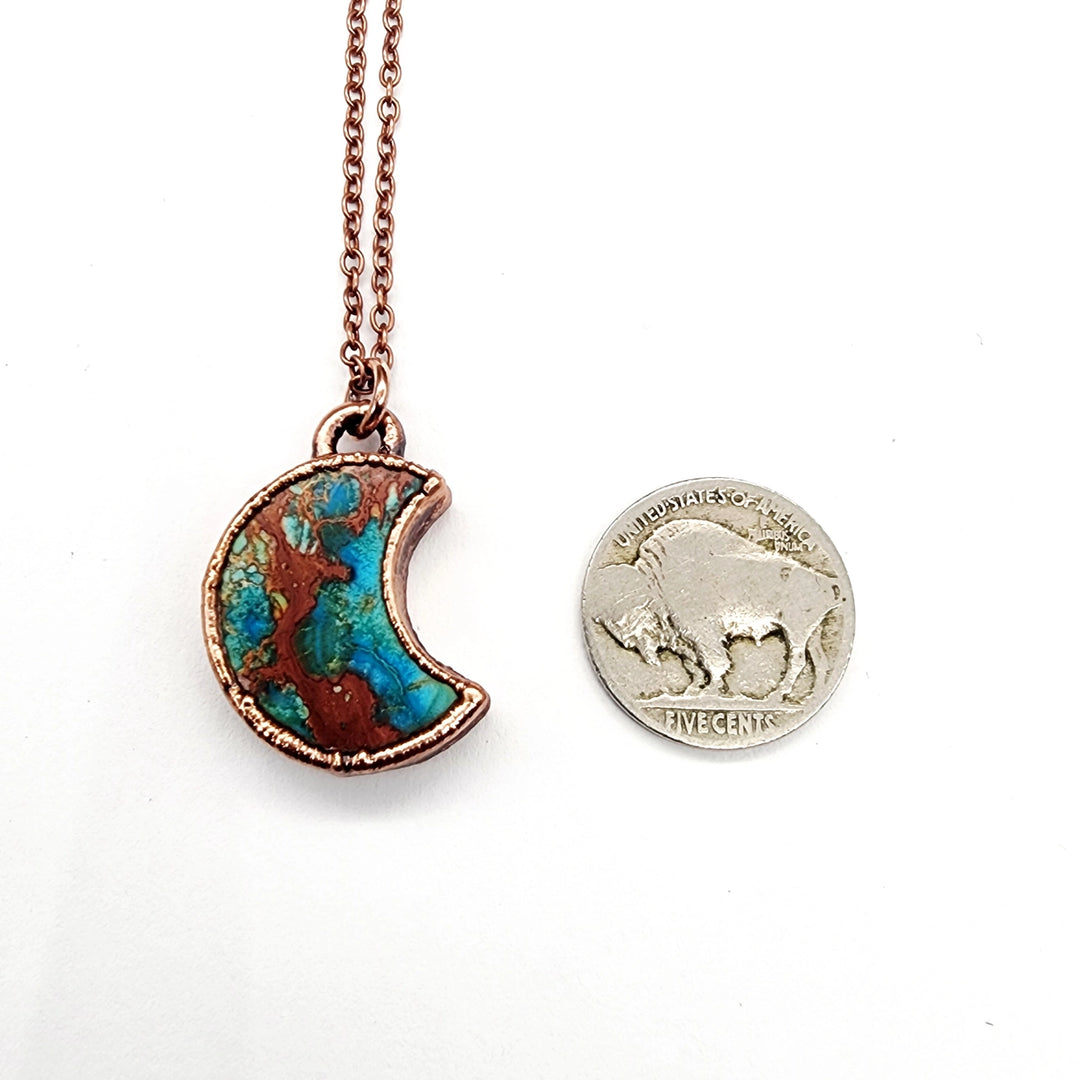 Petite Blue Sea Sediment Moon Necklace
