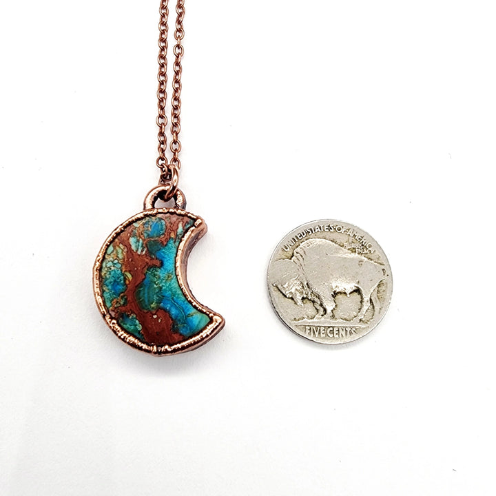 Petite Blue Sea Sediment Moon Necklace