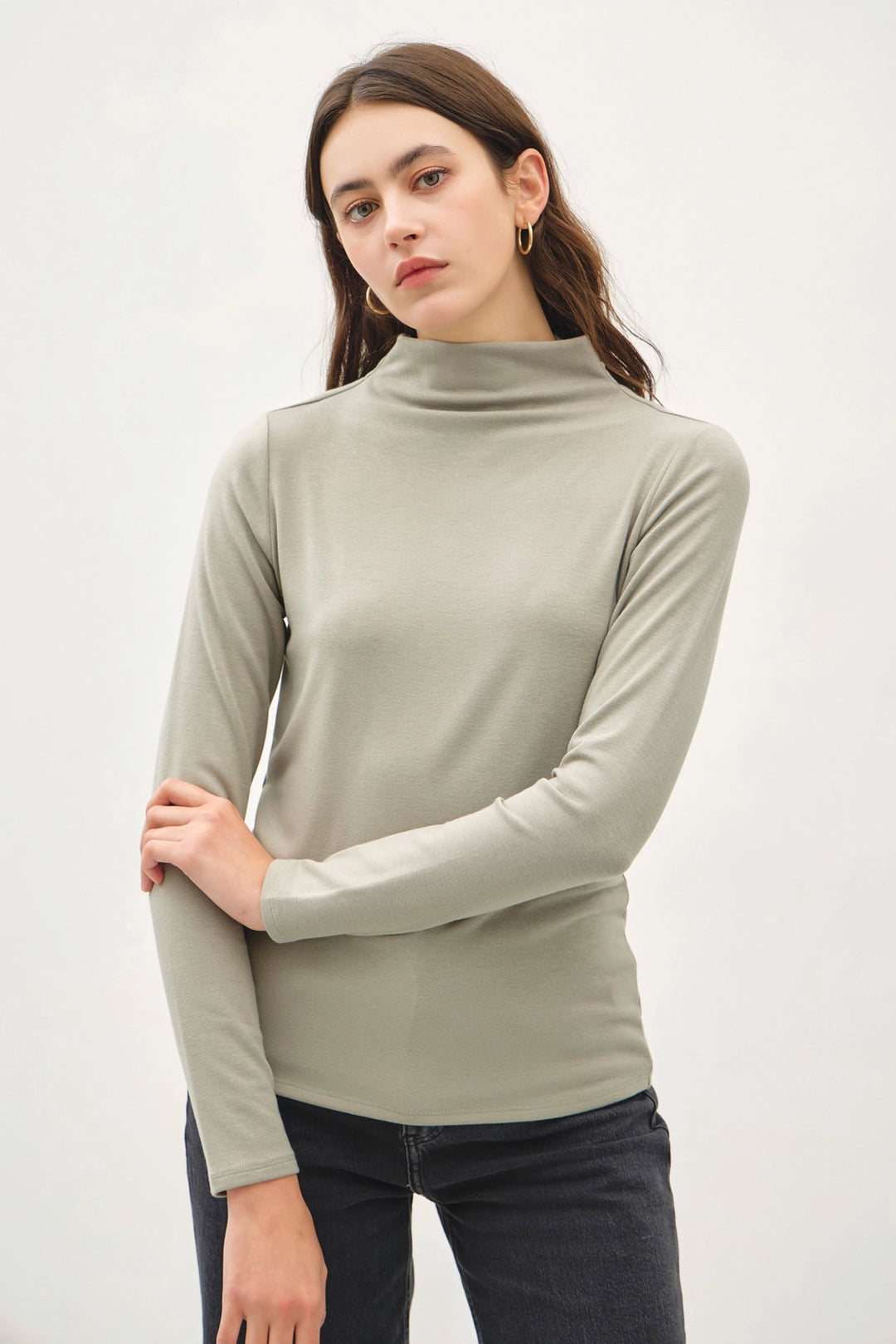 Soft Mock-Neck Longsleeve Top