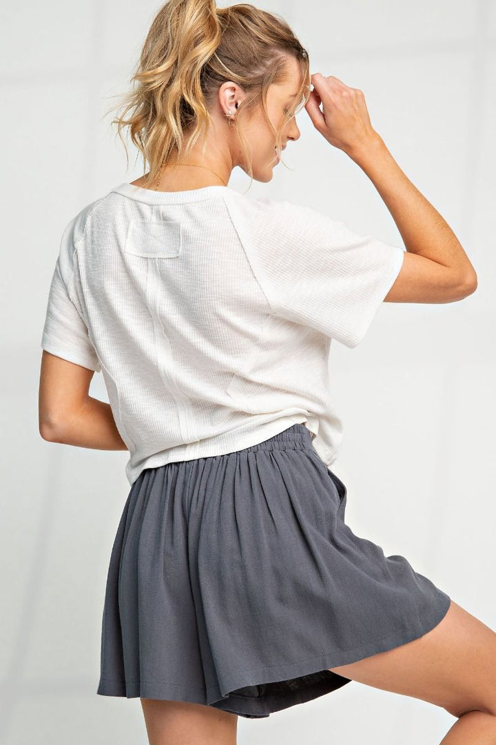 Washed Linen Blend Shorts