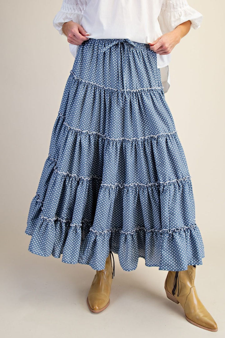 Polka Dot Tiered Maxi Skirt