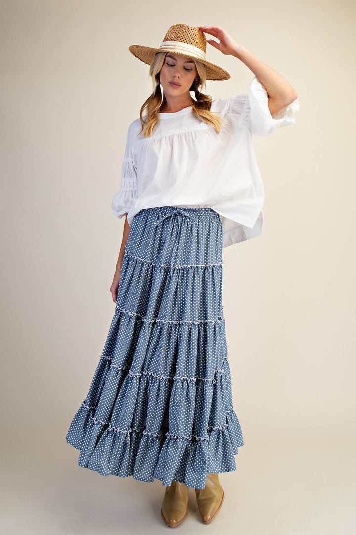 Polka Dot Tiered Maxi Skirt
