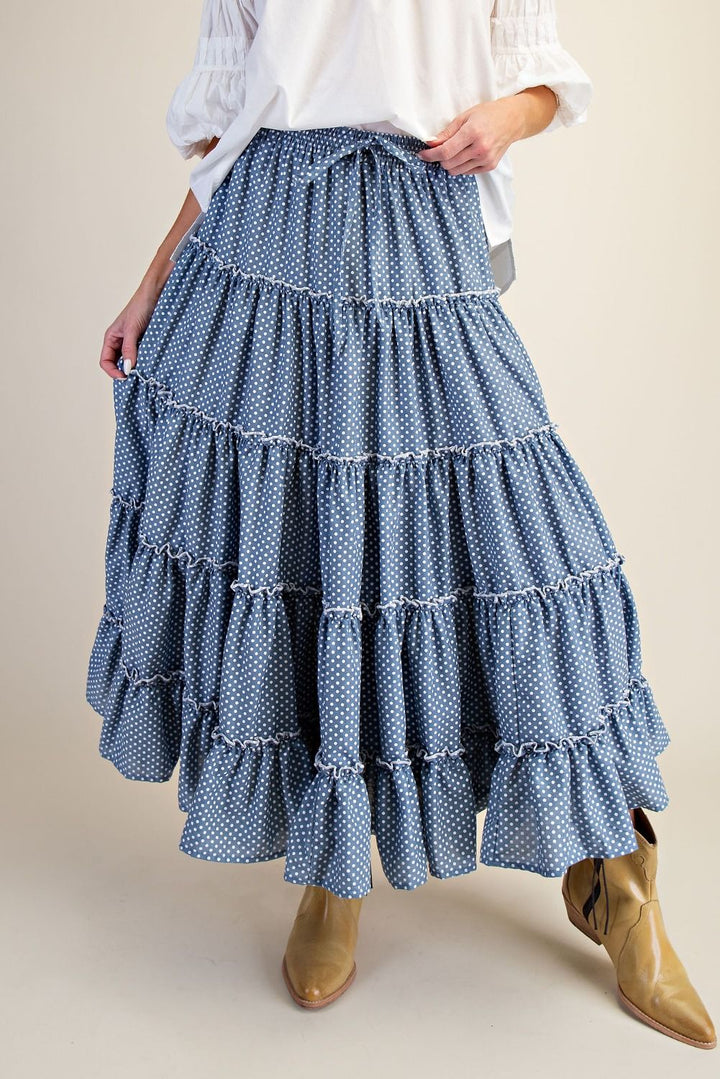 Polka Dot Tiered Maxi Skirt