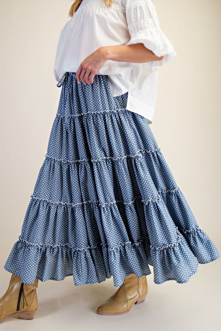 Polka Dot Tiered Maxi Skirt