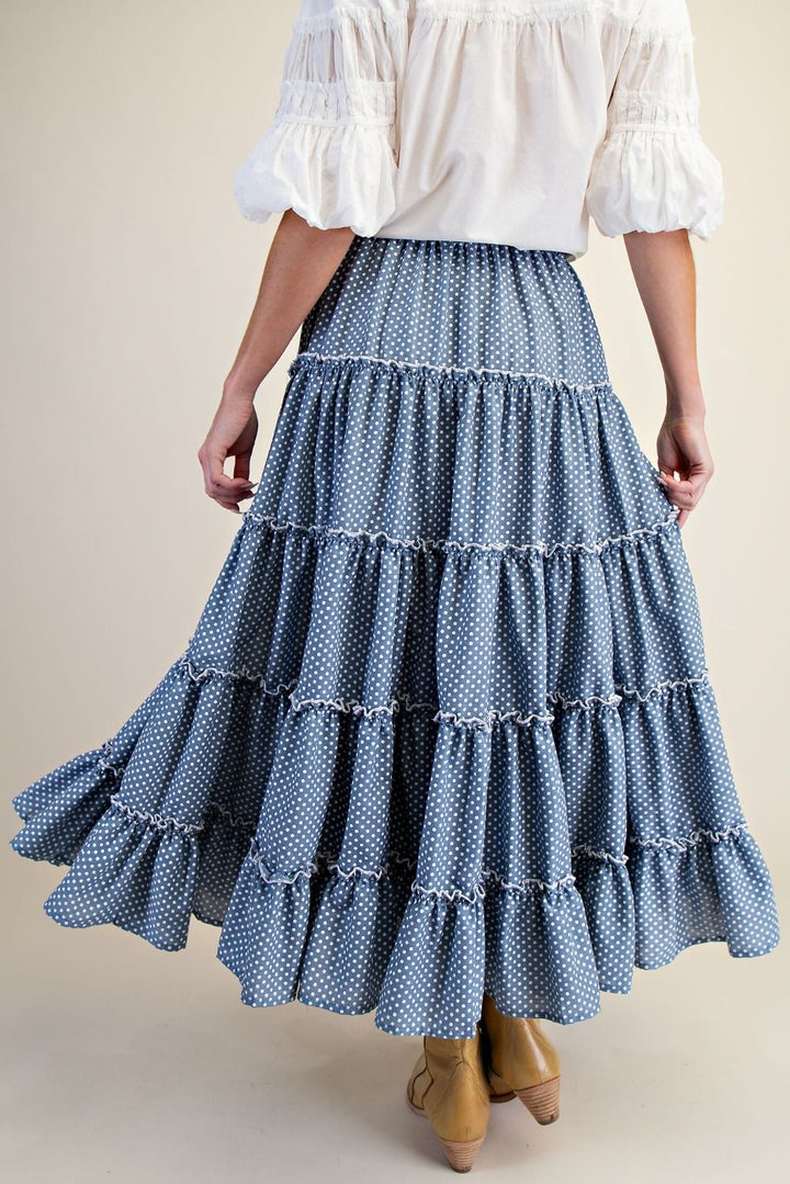 Polka Dot Tiered Maxi Skirt