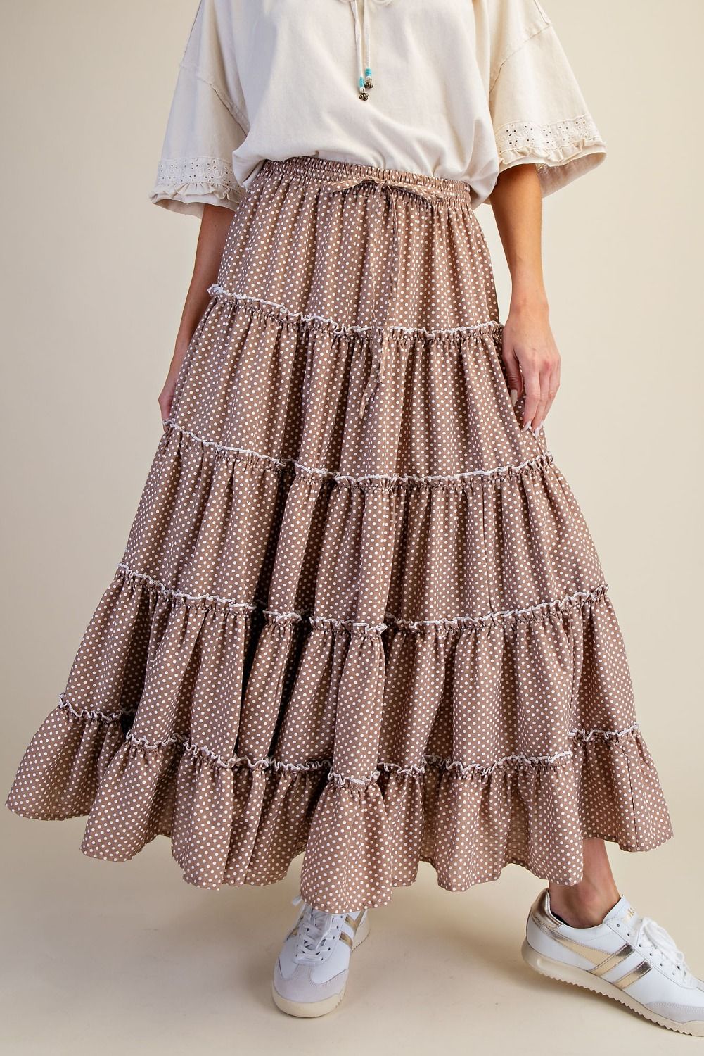 Polka Dot Tiered Maxi Skirt