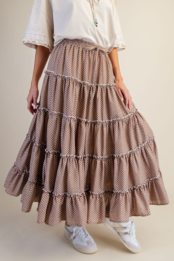 Polka Dot Tiered Maxi Skirt