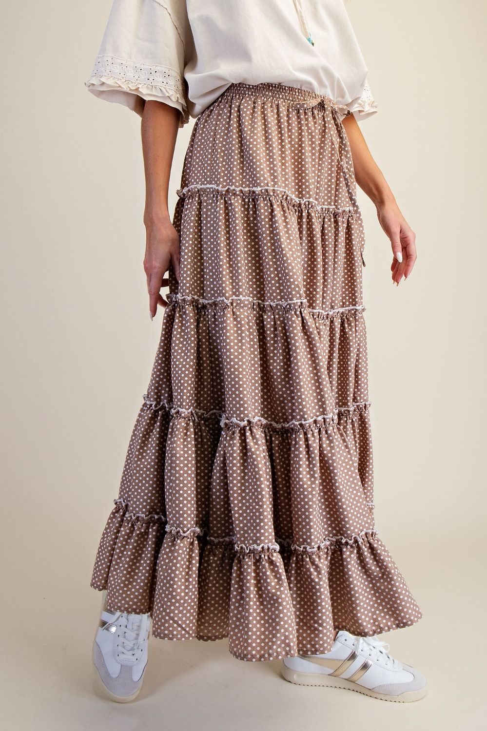 Polka Dot Tiered Maxi Skirt