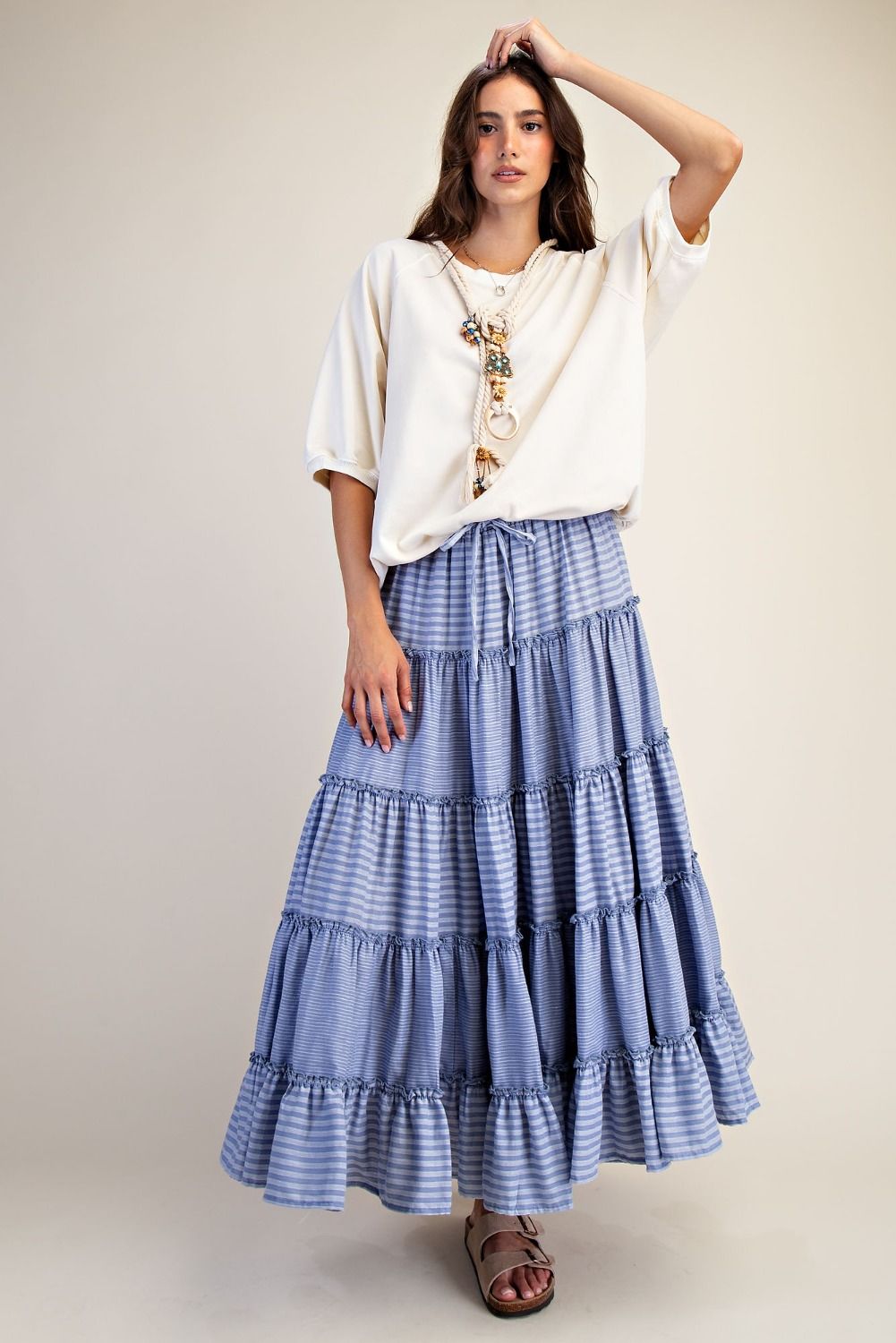 Striped Layered Maxi Skirt