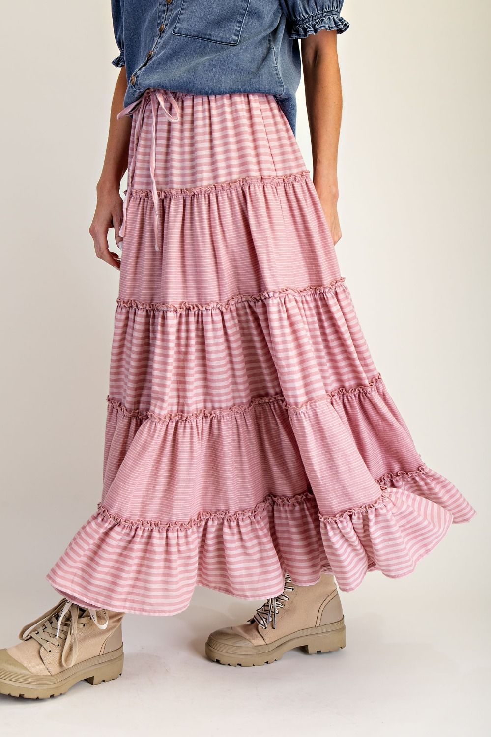 Striped Layered Maxi Skirt