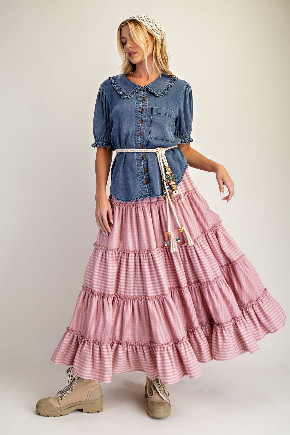 Striped Layered Maxi Skirt