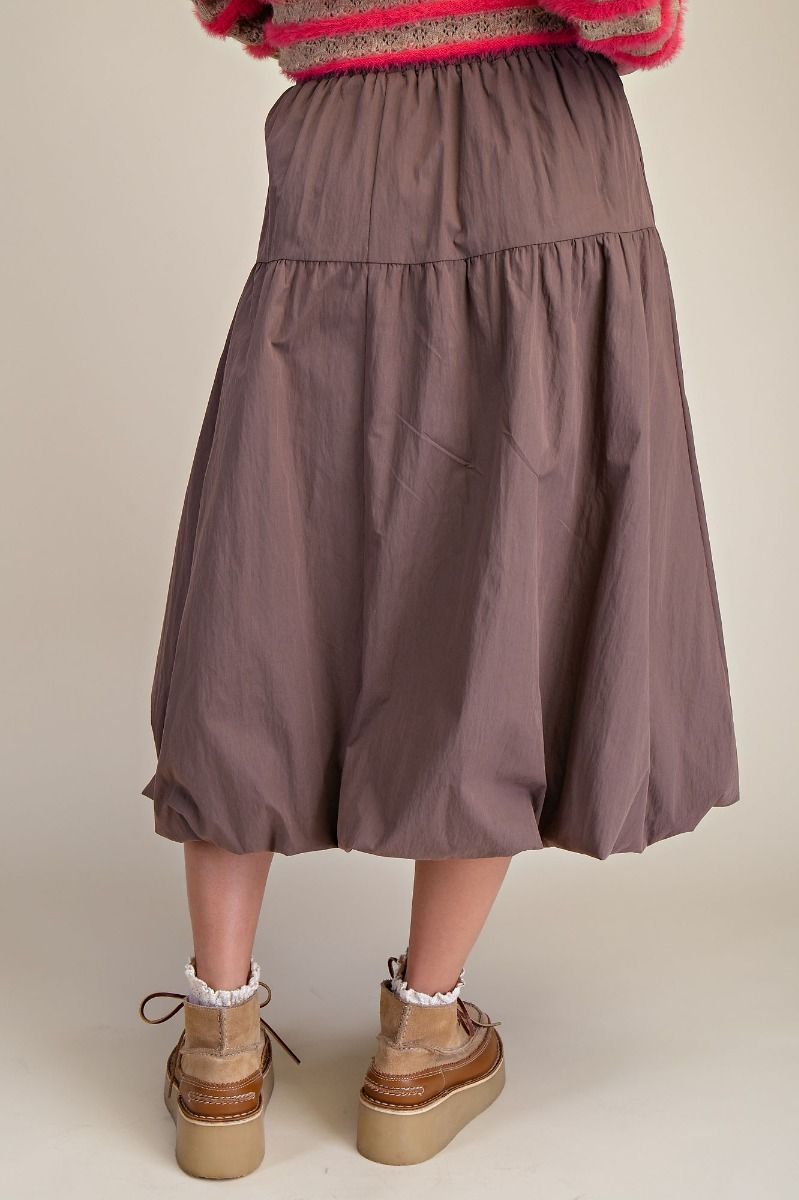 Balloon Hem Midi Skirt