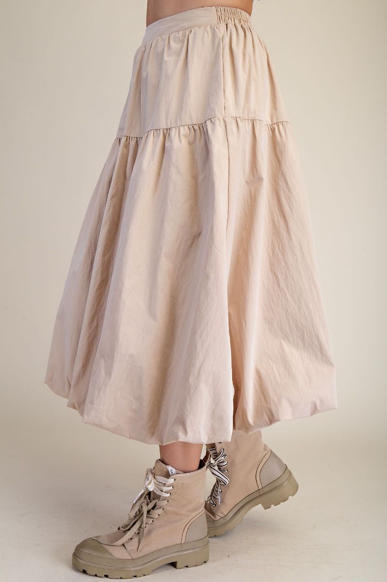 Balloon Hem Midi Skirt
