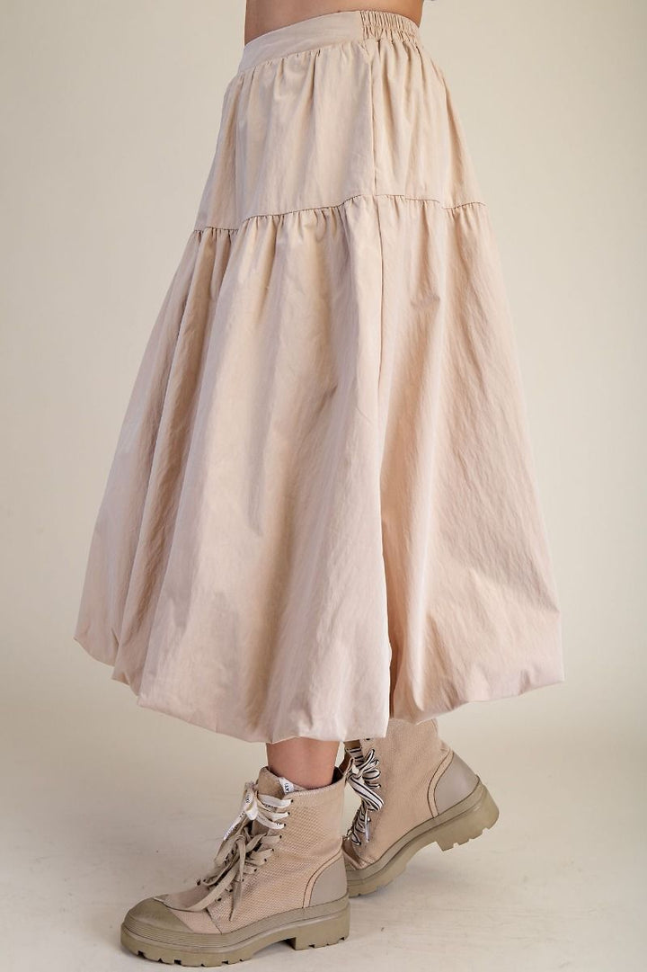 Balloon Hem Midi Skirt