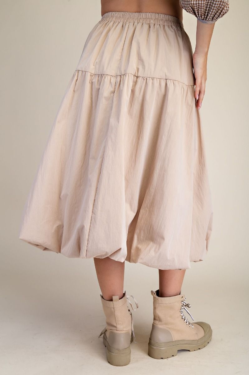 Balloon Hem Midi Skirt