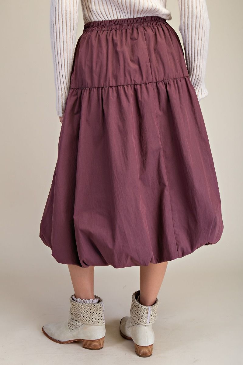 Balloon Hem Midi Skirt