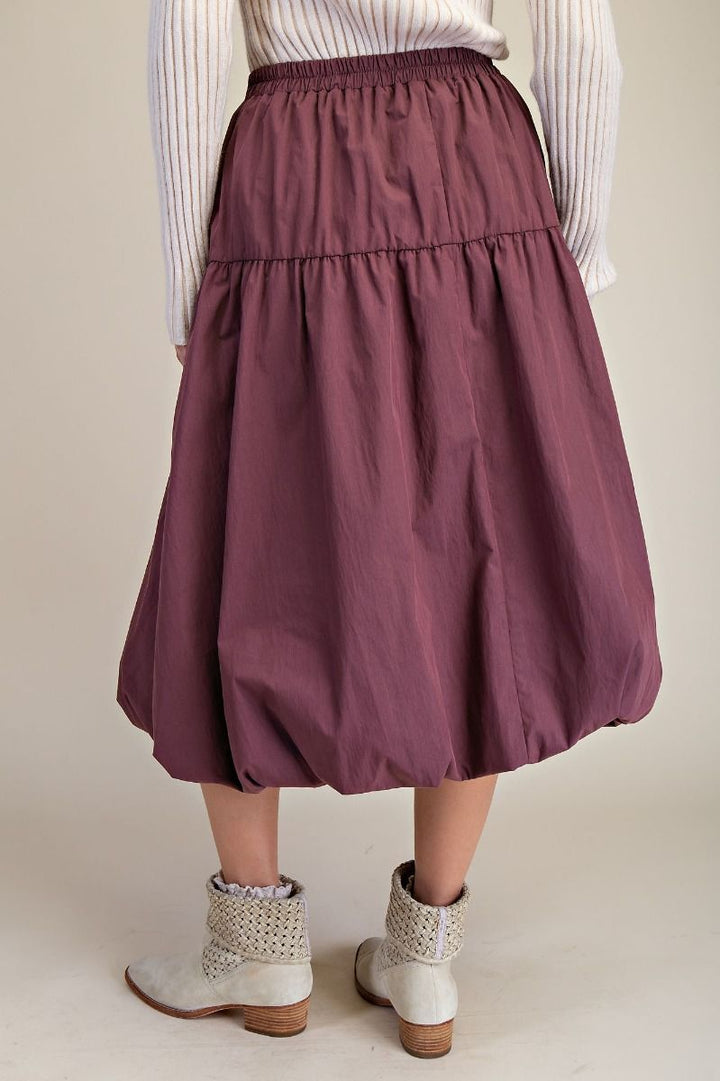 Balloon Hem Midi Skirt