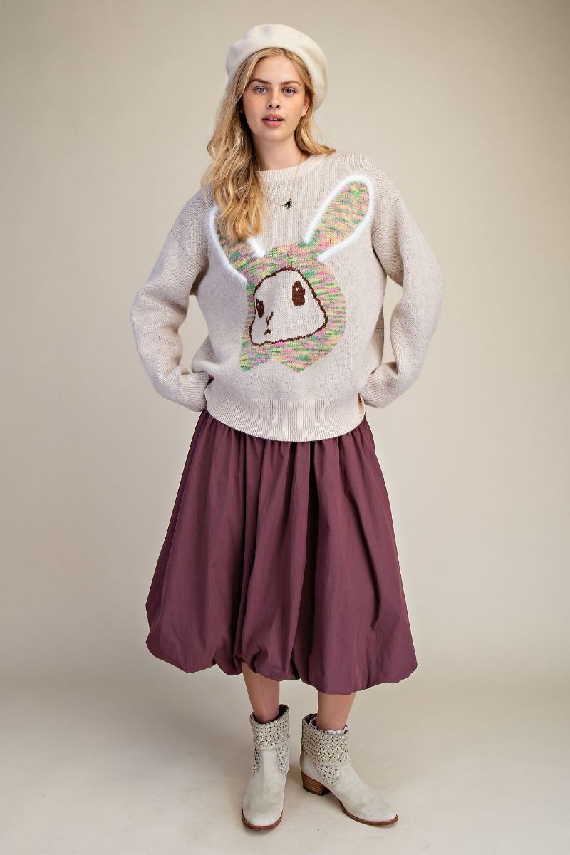 Balloon Hem Midi Skirt
