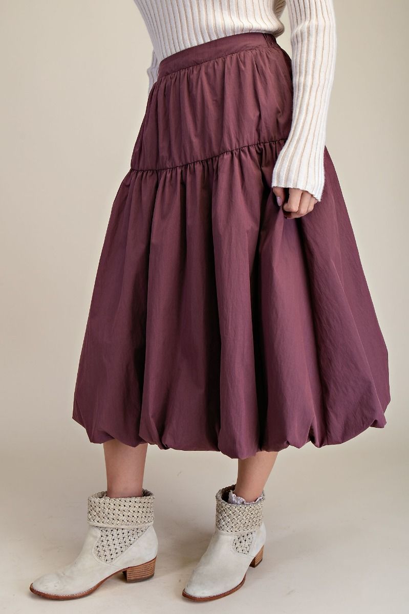 Balloon Hem Midi Skirt