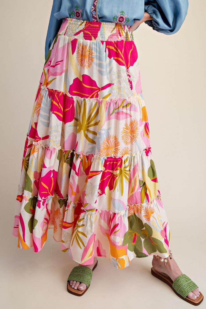 Pink Blossoms Tiered Skirt