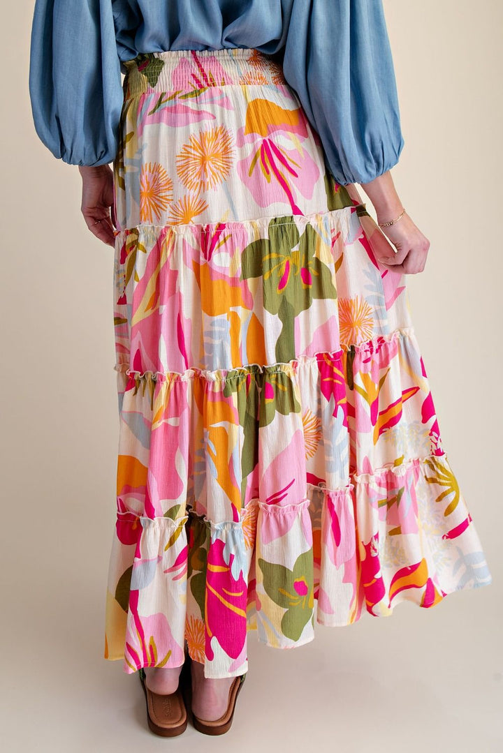 Pink Blossoms Tiered Skirt