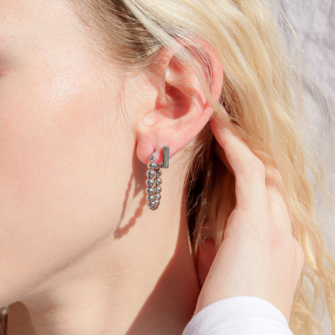 18K Circle Ball Hoop Earrings