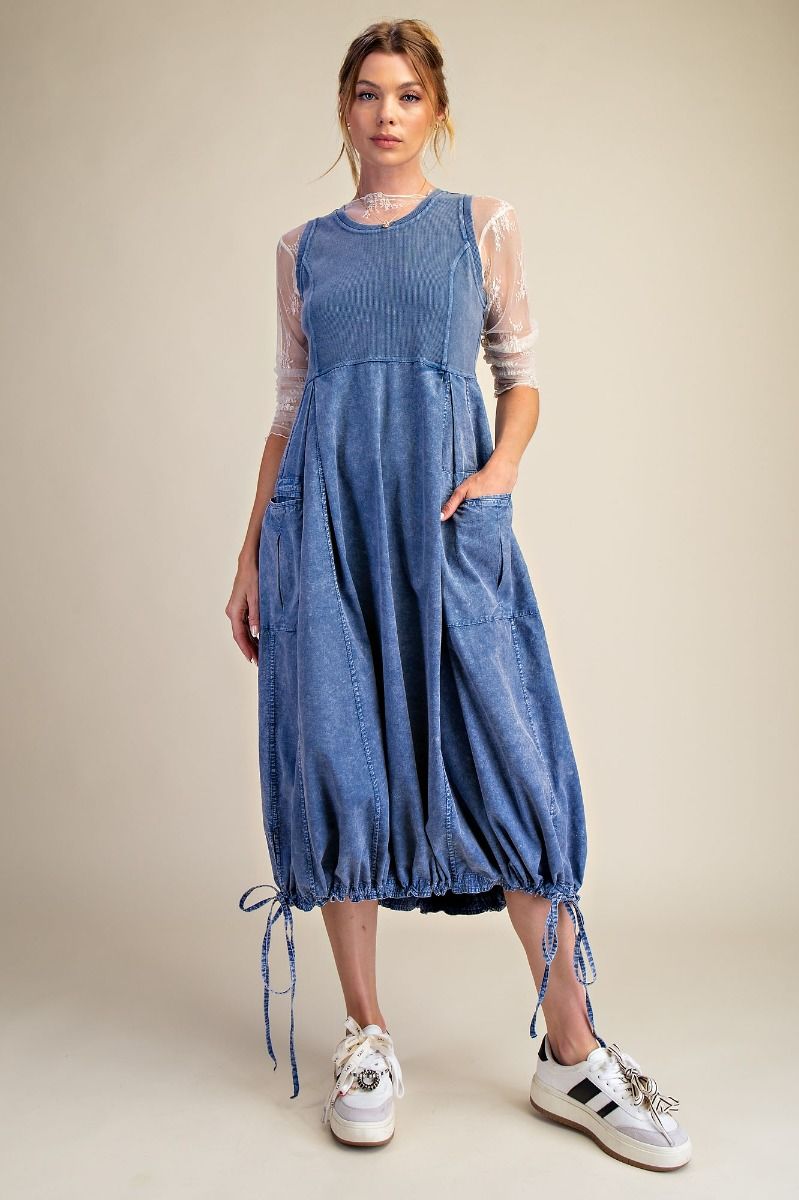 Mixed Fabric Cargo Dress English Blue / L Mixed Fabric Cargo Dress English Blue / L