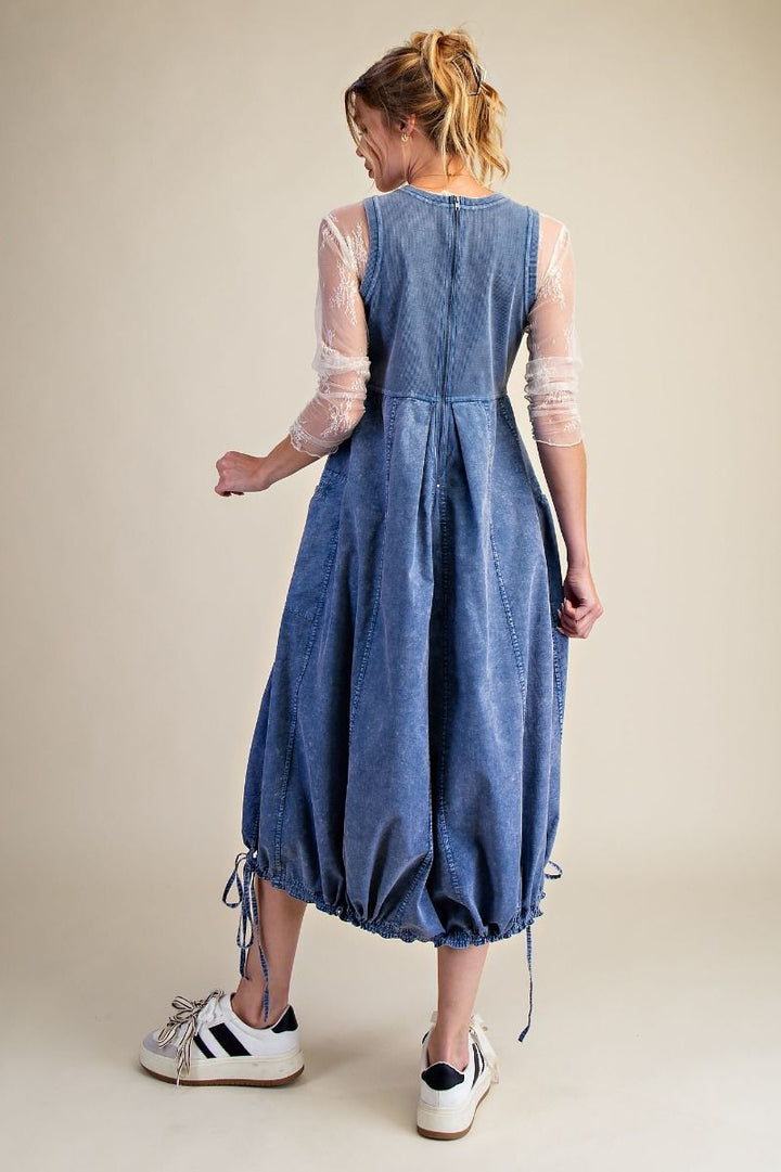Mixed Fabric Cargo Dress