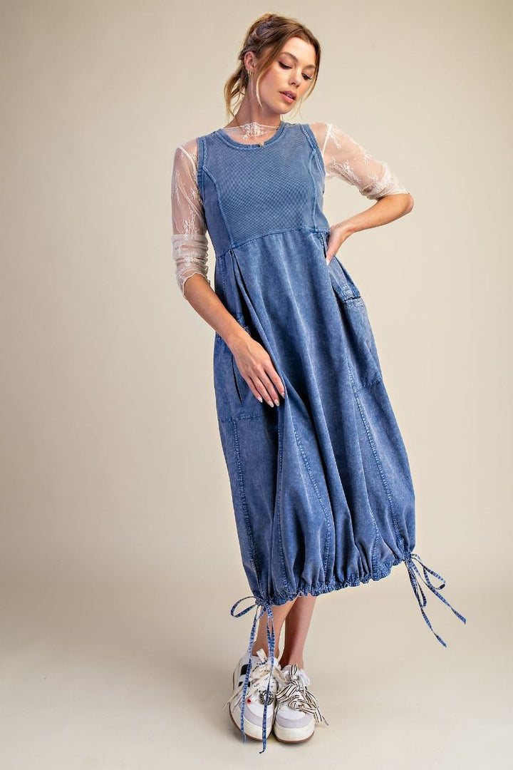 Mixed Fabric Cargo Dress