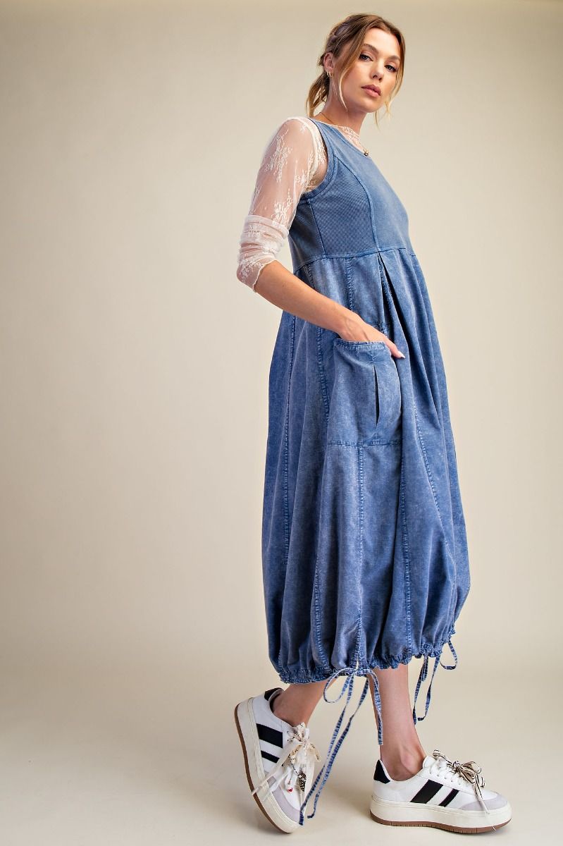 Mixed Fabric Cargo Dress