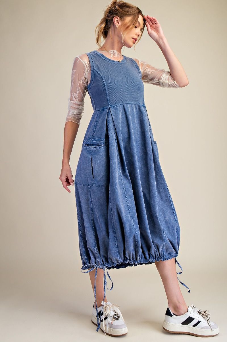 Mixed Fabric Cargo Dress