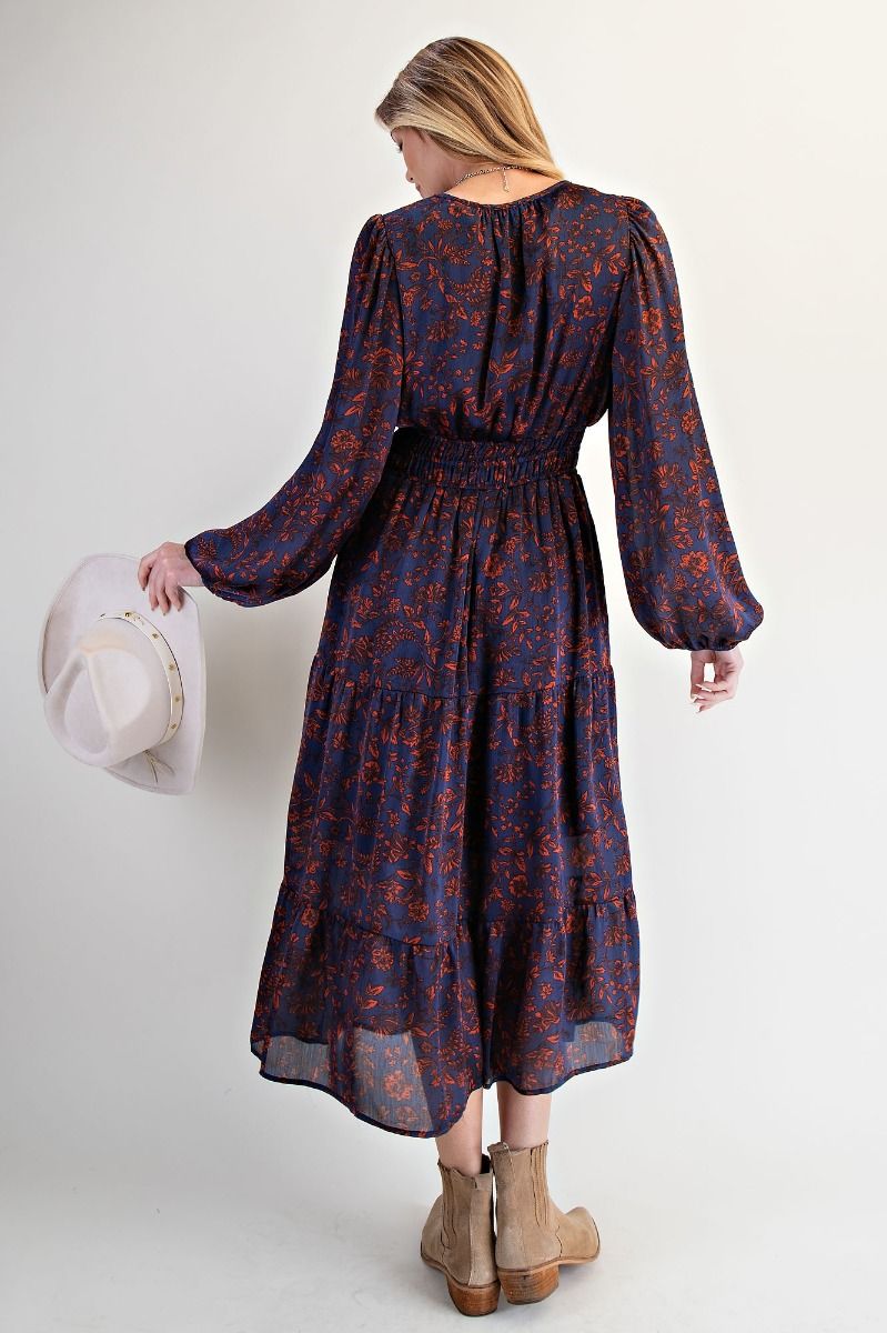 Satin Tiered Midi Dress