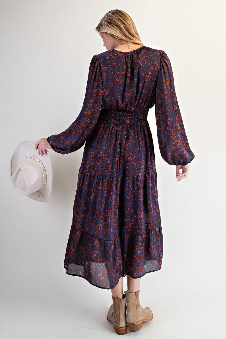 Satin Tiered Midi Dress