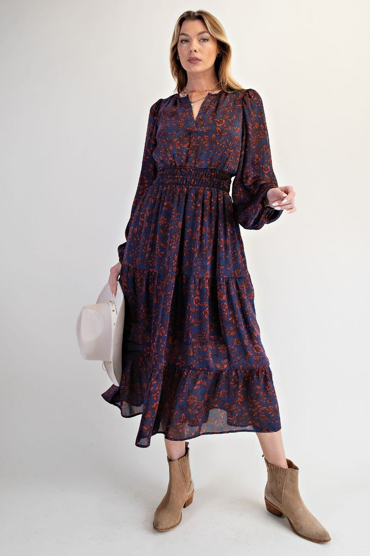 Satin Tiered Midi Dress