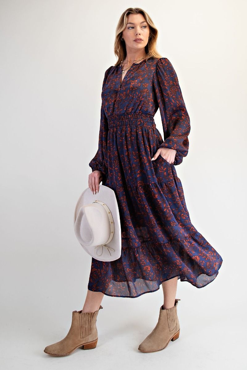 Satin Tiered Midi Dress