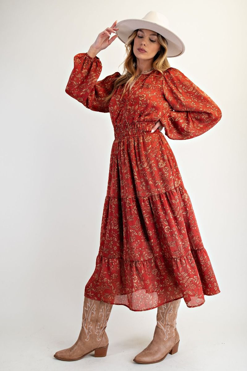 Satin Tiered Midi Dress