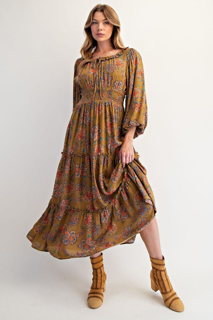 Tiered Floral Print Dress