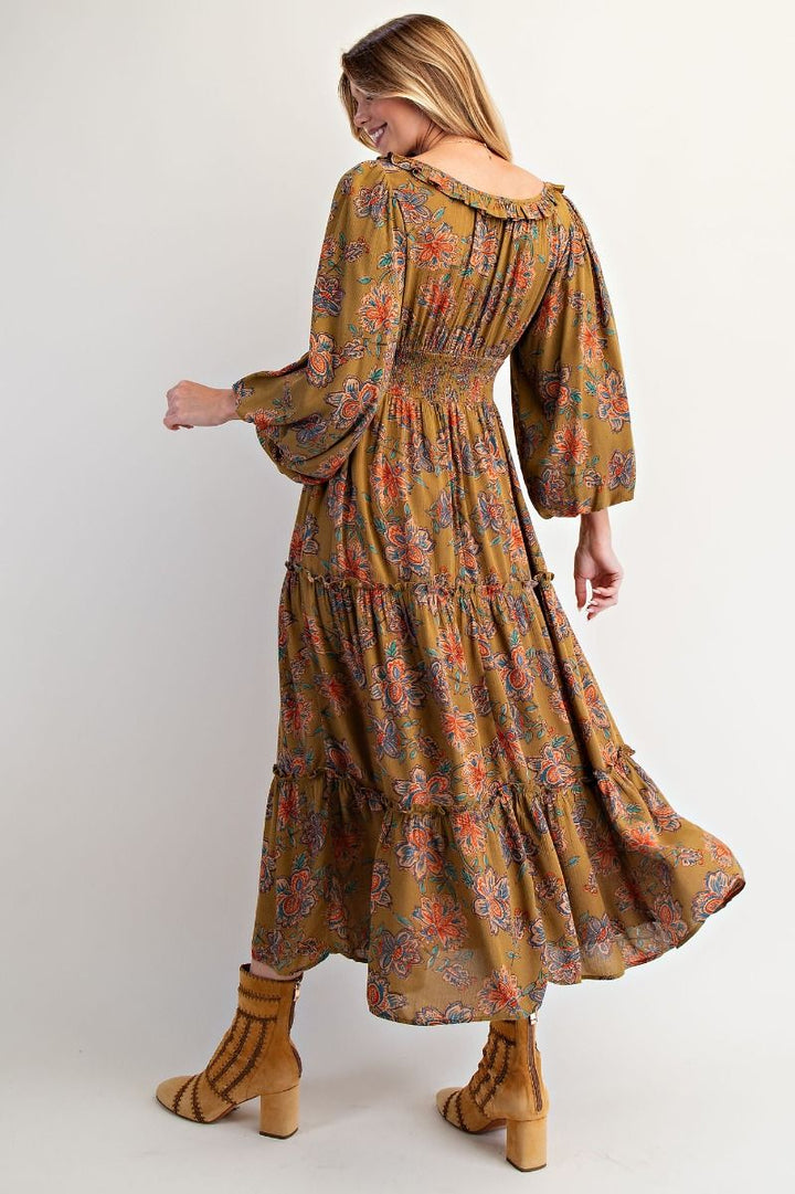 Tiered Floral Print Dress