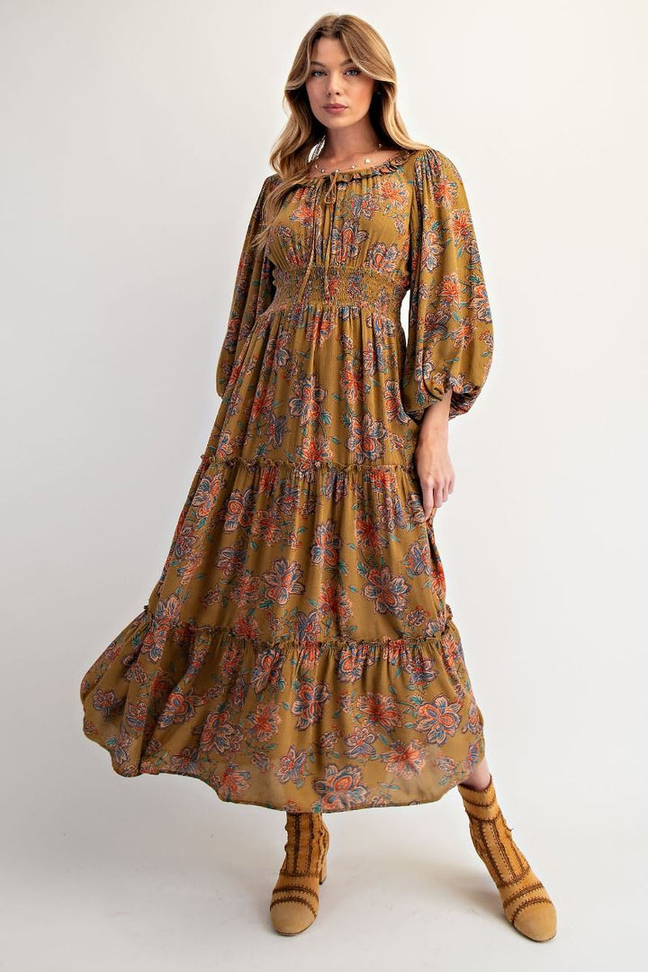 Tiered Floral Print Dress