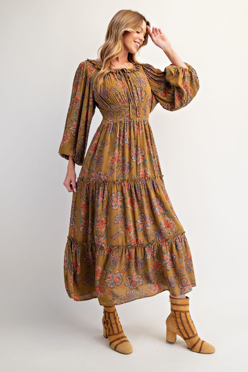 Tiered Floral Print Dress