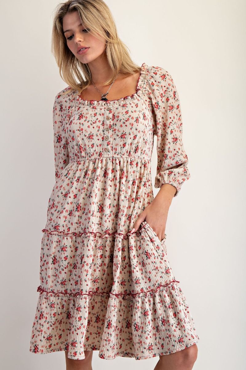 Floral Crinkle Dress