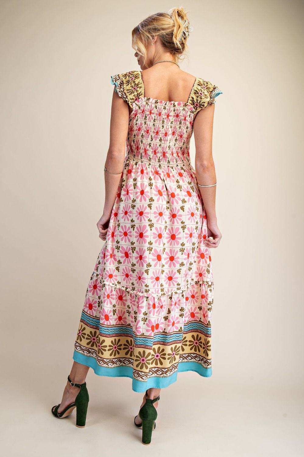 Border Print Midi Dress