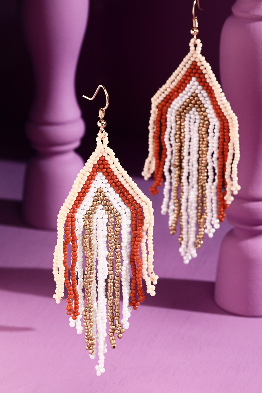 Triangle Fringe Seed Bead Earrings