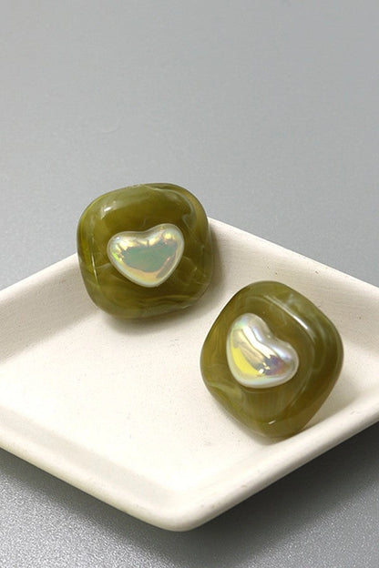 Heart In Square Stud Earrings