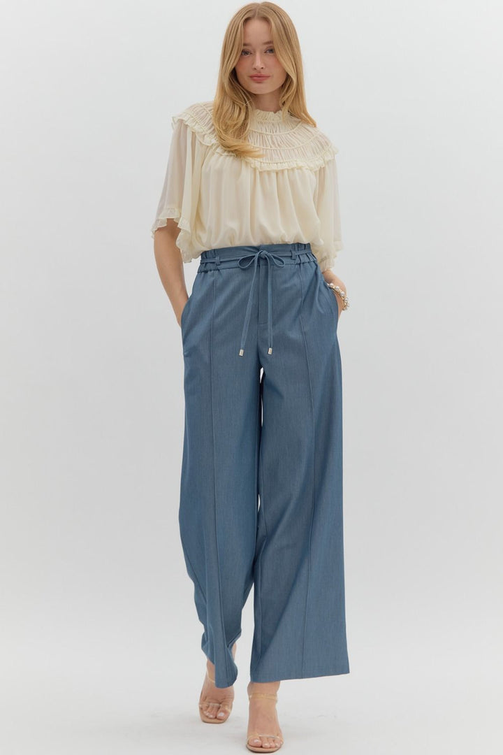 High Rise Pintuck Pants