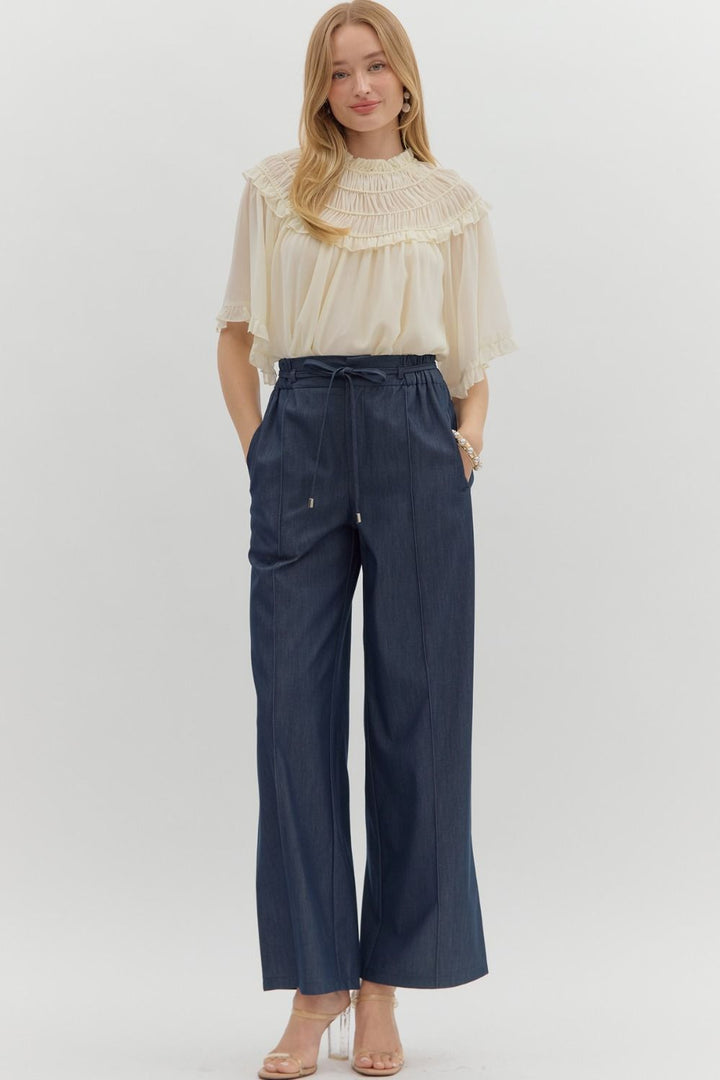 High Rise Pintuck Pants