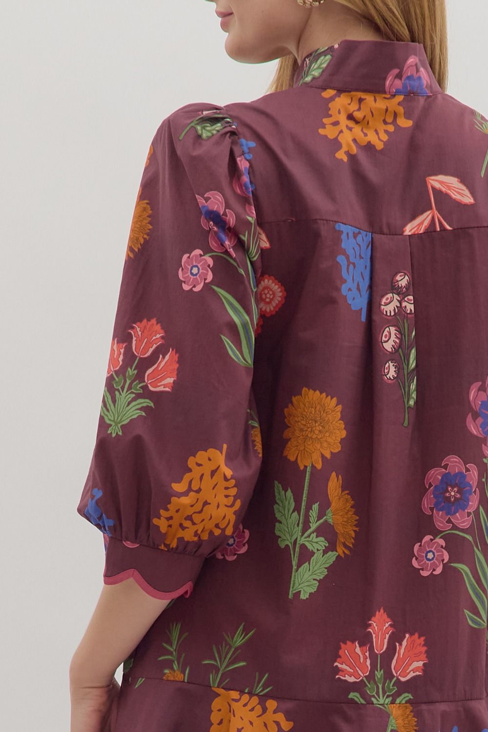 Scallop Hem Floral Mini Dress