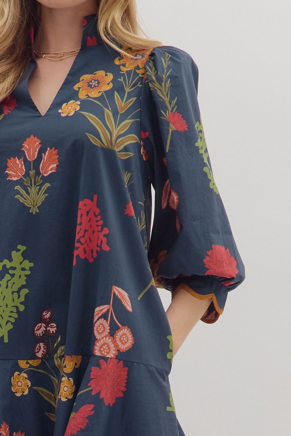 Scallop Hem Floral Mini Dress